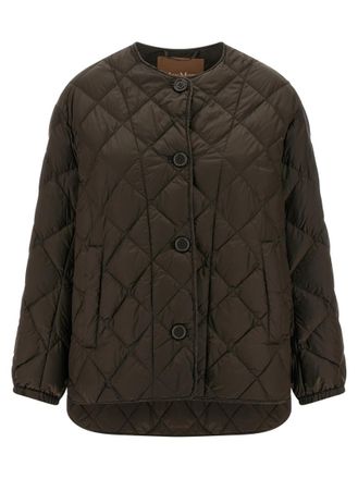 Max Mara Brown Quilted Crew Neck Jacket