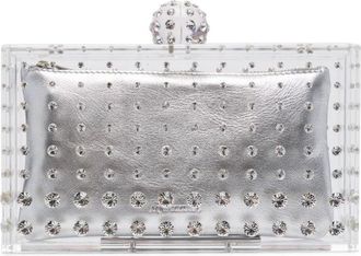 Aquazzura Tequila clutch bag - women - Rhinestone/Nappa Leather/Brass/Resin - One Size - Neutrals