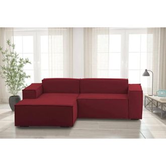Talamo Italia Sof&aacute; Fijo Nadia, Sof&aacute; Modular 2 Plazas Pen&iacute;nsula Izquierda, 100% Made In Italy, Sof&aacute; Moderno En Tela, Cm 220x170h70, Rojo, Con Embalaje Reforzado - Ta