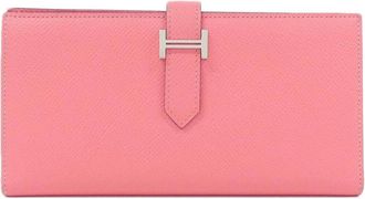 Herm&egrave;s Pink Epsom Leather Long Wallet (Bi-Fold) (Pre-Owned)