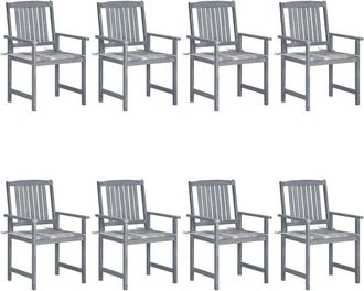 vidaXL Vidaxl - Sillas De Jard&iacute;n Con Cojines 8 Uds Madera Maciza De Acacia Gris
