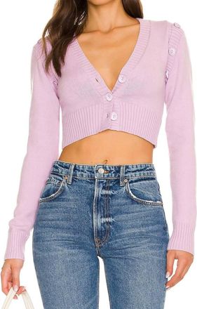 For Love & Lemons Joan Crop Cardigan In Purple