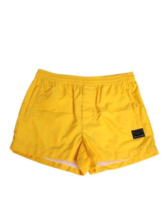 Dolce & Gabbana Yellow Nylon Logo Plaque Boxer Shorts Mens Swimwear
