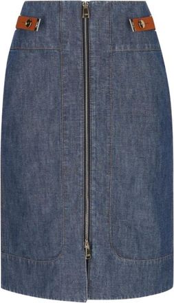 Fendi Rokken, Dames, Blauw, S, Katoen, Jeansrok met ritsdetails