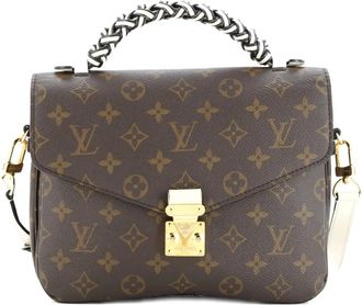 Louis Vuitton Pochette Metis canvas met gevlochten handgreep en leren tas met monogram - Bruin