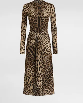Dolce & Gabbana Leo-print Viscose Jersey Dress - Woman Dresses Animal Print 40