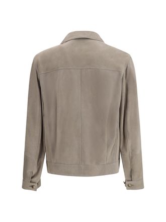 Brunello Cucinelli Mens Suede Jacket Kaky Calf Leather Bos Taurus Down
