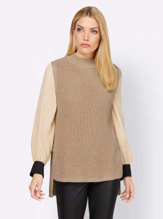 Heine Pullunder HEINE Pullunder, Damen, Gr. 36, beige (beige, meliert), 50% Baumwolle, 50% Polyacryl, unifarben, Pullover Pullunder