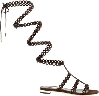 Aquazzura Infinity Chain Gladiator Sandalen - Dames - Sandalen - Bruin - 36 1/2 EU - Leer - Schoenen