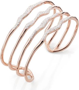 Monica Vinader Riva Openwork Diamond Wrist Cuff in Rose Gold at Nordstrom
