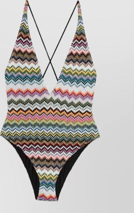 Missoni v neck swimsuit herringbone pattern design