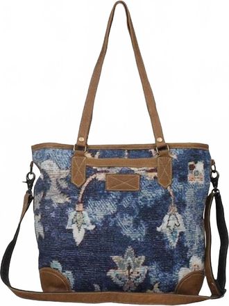 Myraswim Womens Convex Shoulder Bag In Blue Tapestry