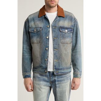 Diet Starts Monday Hanson Corduroy Collar Denim Jacket in Atlantic at Nordstrom Rack, Size Small