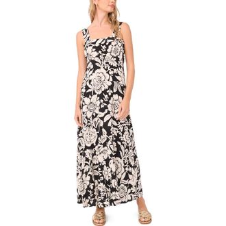 Vince Camuto Floral Tiered Maxi Dress in Rich Black at Nordstrom, Size Xx-Small