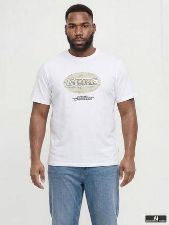 Jack & Jones Plus Size Print-Shirt JCOLIDO AOP FRONT PRINT TEE SS CRE PLS, Herren, Gr. 4XL, weiss (hellwei&szlig;), Jersey, Obermaterial: 100% Baumwolle, JACK & JONES PLUSSIZE, be