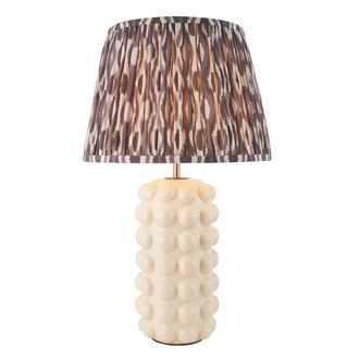 Netlighting Bobble White Table Lamp Grey Fabric Ikat Shade 35cm B22
