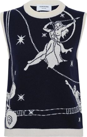 Thom Browne graphic vest - women - Fabric - 42 - Blue