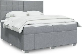 vidaXL Vidaxl - Cama Box Spring Con Colch&oacute;n Tela Gris Claro 200x200 Cm