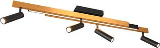 Trio Leuchten Plafoniera Led 4 Luci, Metallo, Oro Nero, 133x23x8,5 Cm, Zeno