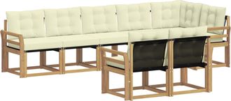 vidaXL Conjunto De Sof&aacute;s De Exterior 8 Uds. Blanco Y Crema Vidaxl