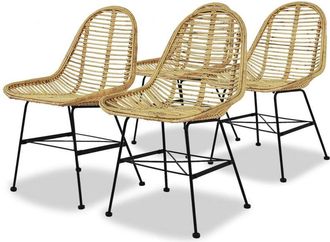 vidaXL Dining Chairs 4 pcs Natural Rattan vidaXL