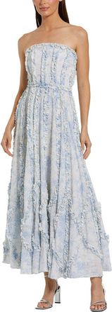 Mac Duggal Floral Cotton Ruffle Strapless Gown