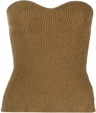 Wardrobe.NYC ribbed-knit bandeau top - women - Spandex/Elastane/Polyamide/Cotton - L - Brown