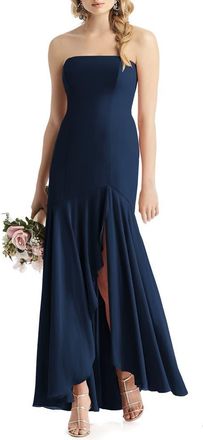 After Six Strapless High/Low Matte Chiffon Gown in Midnight at Nordstrom, Size 14