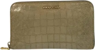 Miu Miu Pre-owned Wallets, female, Gray, Size: ONE SIZE Pre-owned Leather Wallet