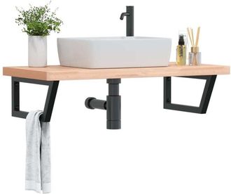 vidaXL Vidaxl - Estante De Lavabo De Pared De Acero Y Madera Maciza De Haya