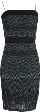 Missoni Metallic Knit Bodycon Dress in Green Nylon