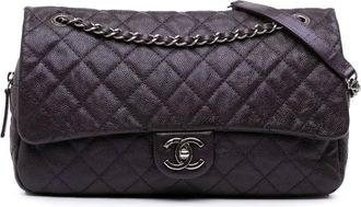 Chanel Borsa a spalla Jumbo Easy Flap in pelle Caviar trapuntata 2012 - Viola