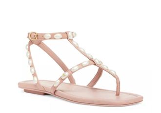 Stuart Weitzman Womens Pearlita Embellished High Heel Slide Sandals In Clay