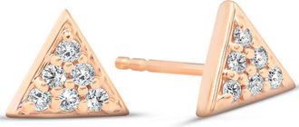 Pompeii3 14k Rose Gold Triangle Pave 1/10Ct Diamond Studs Womens Earrings