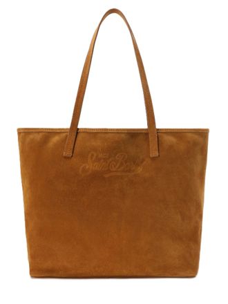MC2 Saint Barth Spacious Brown Suede Tote Bag with Embossed Logo