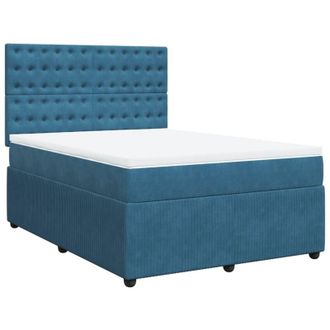 vidaXL Cama Box Spring Con Colch&oacute;n Terciopelo Azul 140x200 Cm Vidaxl