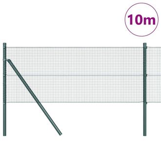 Berkfield Home Green Welded Wire Fence with 7 Posts Green 0.8x10 m Steel