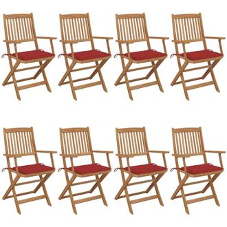 vidaXL Sillas De Jard&iacute;n Plegables 8 Uds Madera Maciza Acacia Y Cojines Vidaxl
