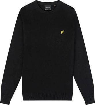 Lyle & Scott Klassieke Merino Trui met Ronde Hals - Heren - Ronde hals truien - Zwart - XL - Katoen - Truien & Vesten