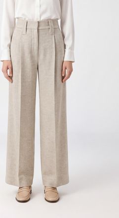 Brunello Cucinelli Pleated Wide-Leg Wool Trousers