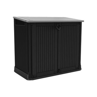 Dmora Armario Exterior Briantino, Mueble Para Exteriores, Mueble De Jard&iacute;n Multiusos, Contenedor Para Balc&oacute;n O Garaje, 132x72 H114 Cm, Negro - Dmora
