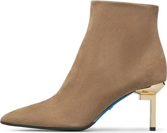 Loriblu L-vormige Metalen Hak Enkellaarsjes - Dames - Laarzen met Hak - Bruin - 38 EU - Su&egrave;de - Schoenen