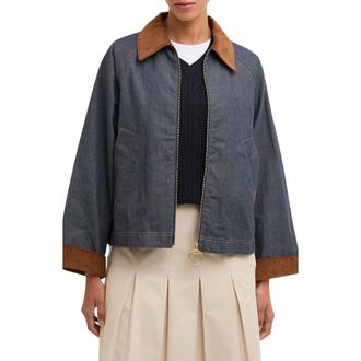 Barbour Freckleton Denim Swing Jacket in Indigo /Dress at Nordstrom, Size 12 Us