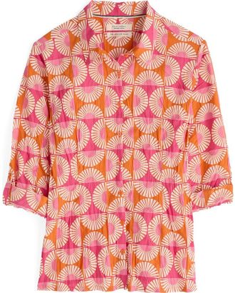 Seasalt Cornwall Larissa Abstract Print Organic Cotton Button-Up Shirt in Sun Geo Marigold at Nordstrom, Size 8 Us