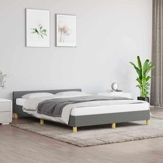 vidaXL Estructura De Cama Sin Colch&oacute;n Tela Gris Oscuro 140x200 Cm Vidaxl