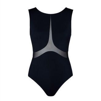 Energetiks Misha Black Tech Mesh Ladies High Neck Tank Leotard