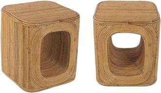 Sweeek Sweeek - Pair of bedside tables or side tables in natural rattan, Baya, Natural, 45x45x50 cm