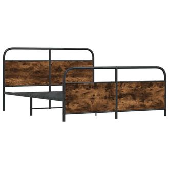 Berkfield Home Metal Bed Frame without Mattress Smoked Oak 183x213 cm in Brown