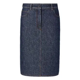 Fendi FF Padded Denim Skirt - female - Fendi - Denim Skirts - Blue - XS - Skirts
