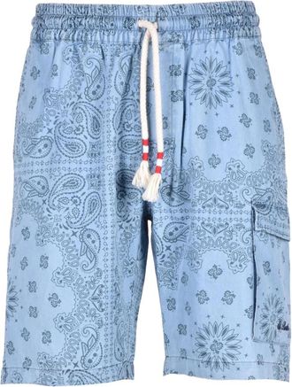 MC2 Saint Barth Chambray Bandana Bermuda - Heren - Korte Broeken - Blauw - M - Katoen - Korte Broeken
